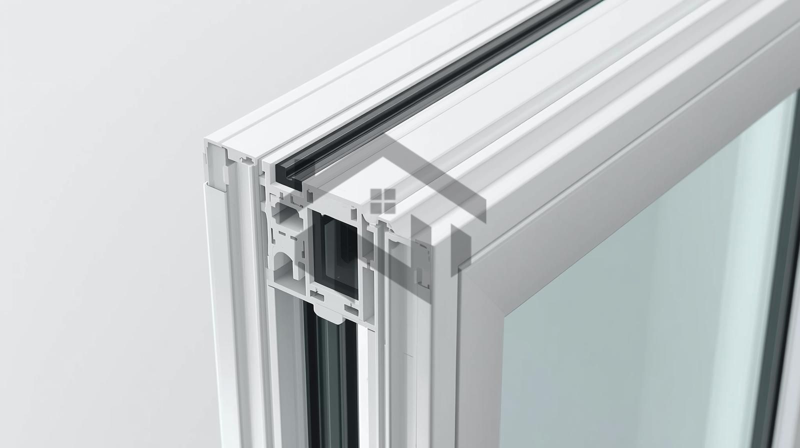 نمای نزدیک از پروفیل و شیشه دوجداره UPVC با جزئیات دقیق